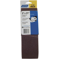 Norton - 3" Wide x 21" OAL, 220 Grit, Aluminum Oxide Abrasive Belt - Eagle Tool & Supply