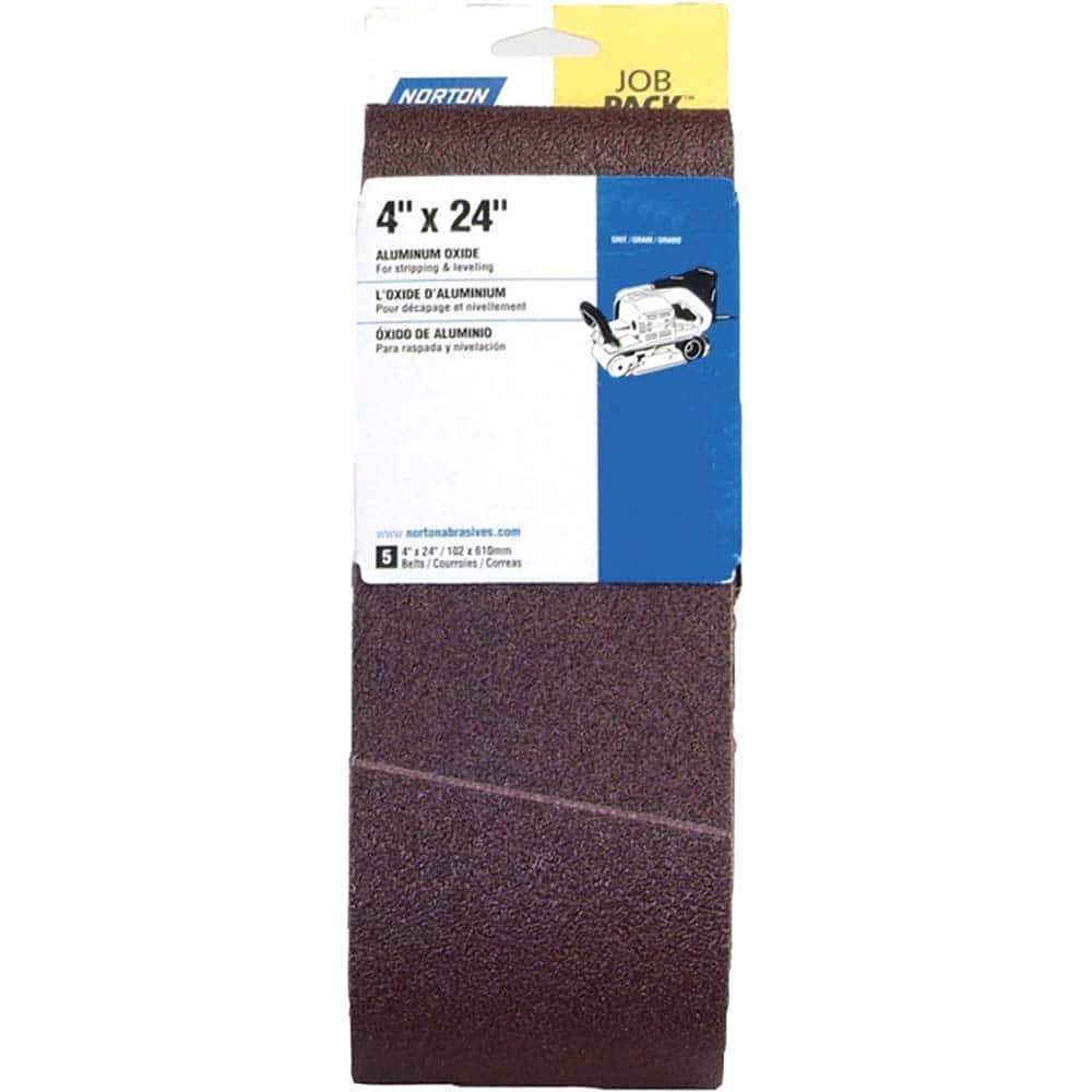 Norton - 4" Wide x 24" OAL, 120 Grit, Aluminum Oxide Abrasive Belt - Eagle Tool & Supply