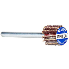 Norton - 3/8" Diam x 3/8" Face Width, Coarse Aluminum Oxide Coated Mounted Flap Wheel - Eagle Tool & Supply