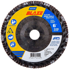 Norton - 6" 60 Grit 7/8" Center Hole Type 27 Ceramic Alumina Flap Disc - Eagle Tool & Supply