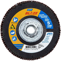 Norton - 5" 60 Grit 5/8-11 Center Hole Type 27 Ceramic Alumina Flap Disc - Eagle Tool & Supply