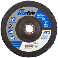 Norton - 7" 40 Grit 7/8" Center Hole Type 27 Zirconia Alumina Flap Disc - Eagle Tool & Supply