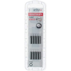 Wiha - 1/4" Drive T40 Torx Screwdriver Bit - 1" OAL, Insert Bit - Eagle Tool & Supply