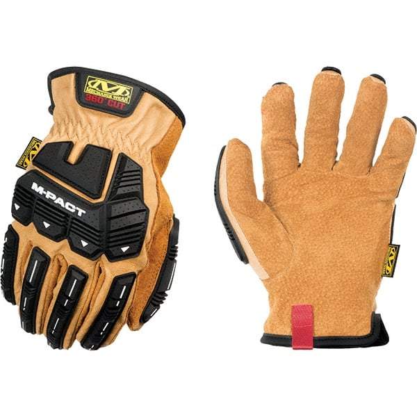 Mechanix Wear - Size M, ANSI Cut Lvl A9, Genuine Leather Cut & Puncture Resistant Gloves - Elastic Cuff, Black, Paired - Eagle Tool & Supply