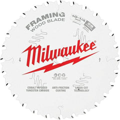 Milwaukee Tool - 10-1/4" Diam, 5/8" Arbor Hole Diam, 28 Tooth Wet & Dry Cut Saw Blade - Tungsten Carbide-Tipped, Framing Action, Standard Round Arbor - Eagle Tool & Supply