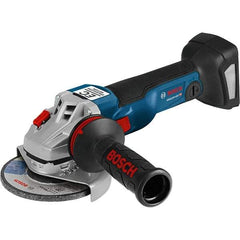 Bosch - 4-1/2" Wheel Diam, 9,000 RPM, Cordless Angle & Disc Grinder - 5/8-11 Spindle, 18 Volts, 6.3 Amps - Eagle Tool & Supply