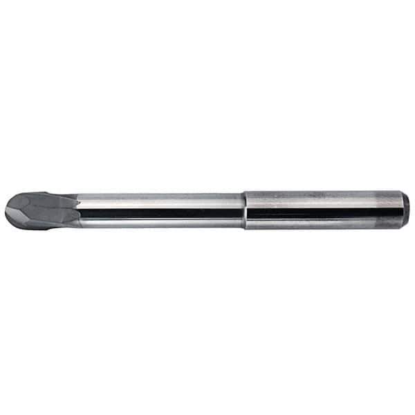 Kennametal - 3mm Diam, 3mm LOC, 2 Flute Solid Carbide Ball End Mill - AlTiN Finish, Single End, 70mm OAL, 6mm Shank Diam, Ball Flute - Eagle Tool & Supply