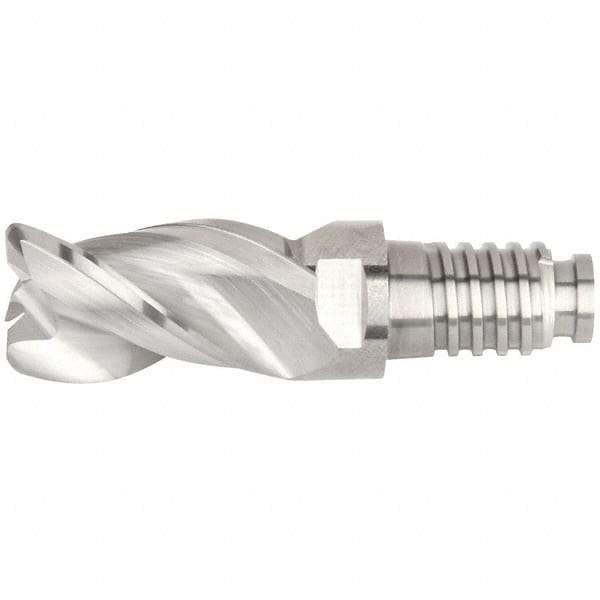 Kennametal - 20" Diam, 30mm LOC, 3 Flute 5mm Corner Radius End Mill Head - Solid Carbide, Uncoated, Duo-Lock 20 Connection, Spiral Flute, 38° Helix, Centercutting - Eagle Tool & Supply