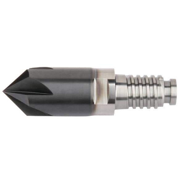 Kennametal - 10mm Diam, 2mm LOC, 4mm Chamfer Width, 4 Flute 60° Corner Chamfer - Solid Carbide, AlTiN Finish, Duo-Lock 10 Connection, Spiral Flute, 0° Helix - Eagle Tool & Supply