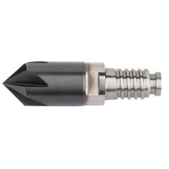 Kennametal - 12mm Diam, 3mm LOC, 5mm Chamfer Width, 5 Flute 60° Corner Chamfer - Solid Carbide, AlTiN Finish, Duo-Lock 12 Connection, Spiral Flute, 0° Helix - Eagle Tool & Supply