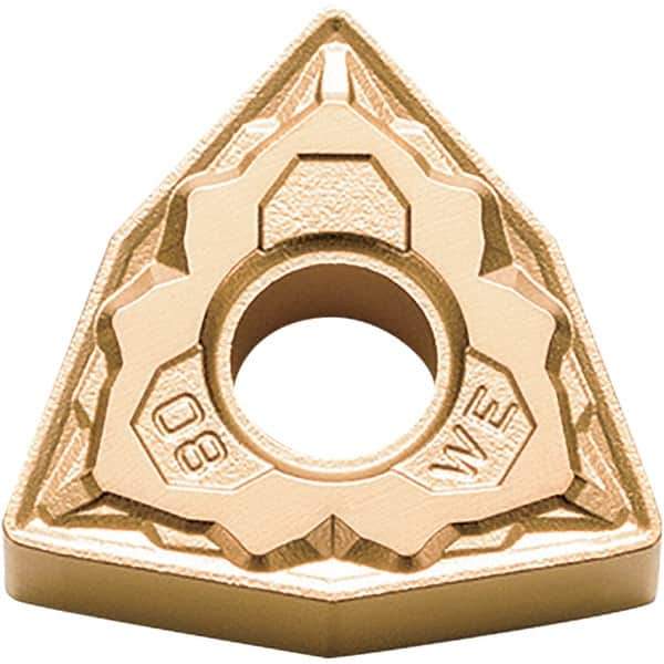 Kyocera - WNMG432 WE Grade CA025P Carbide Turning Insert - TiCN/Al2O3/TiN Finish, 80° Trigon, 1/2" Inscr Circle, 3/16" Thick, 1/32" Corner Radius - Eagle Tool & Supply