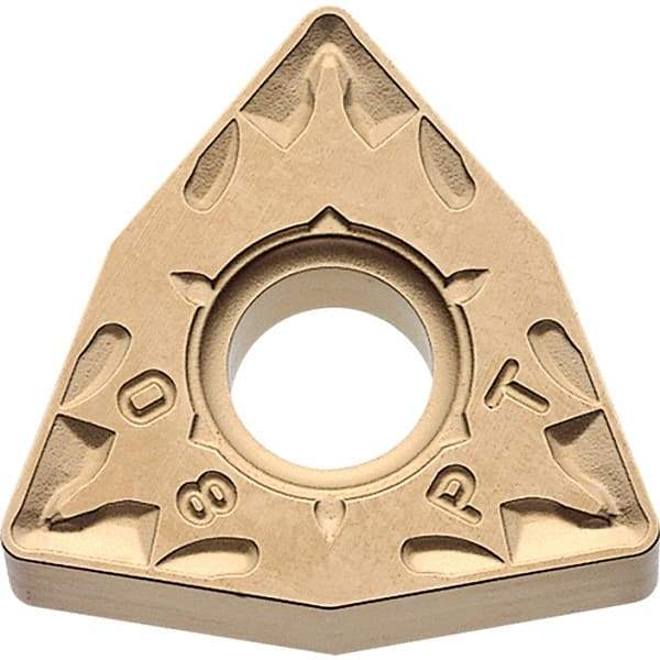Kyocera - WNMG433 PT Grade CA025P Carbide Turning Insert - TiCN/Al2O3/TiN Finish, 80° Trigon, 1/2" Inscr Circle, 3/16" Thick, 3/64" Corner Radius - Eagle Tool & Supply