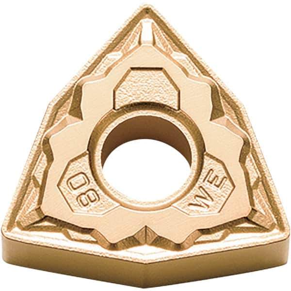 Kyocera - WNMG433 WE Grade CA025P Carbide Turning Insert - TiCN/Al2O3/TiN Finish, 80° Trigon, 1/2" Inscr Circle, 3/16" Thick, 3/64" Corner Radius - Eagle Tool & Supply