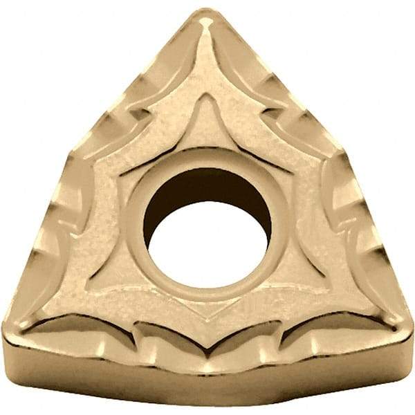 Kyocera - WNMG432 CQ Grade CA025P Carbide Turning Insert - TiCN/Al2O3/TiN Finish, 80° Trigon, 1/2" Inscr Circle, 3/16" Thick, 1/32" Corner Radius - Eagle Tool & Supply