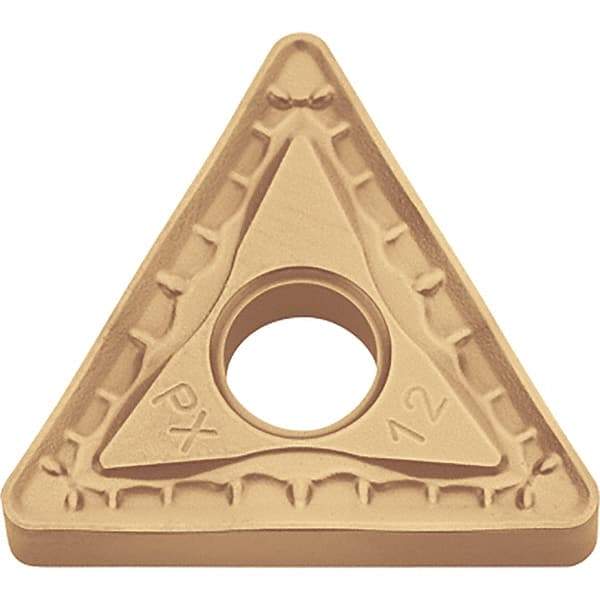 Kyocera - TNMM434 PX Grade CA025P Carbide Turning Insert - TiCN/Al2O3/TiN Finish, 60° Triangle, 1/2" Inscr Circle, 3/16" Thick, 1/16" Corner Radius - Eagle Tool & Supply