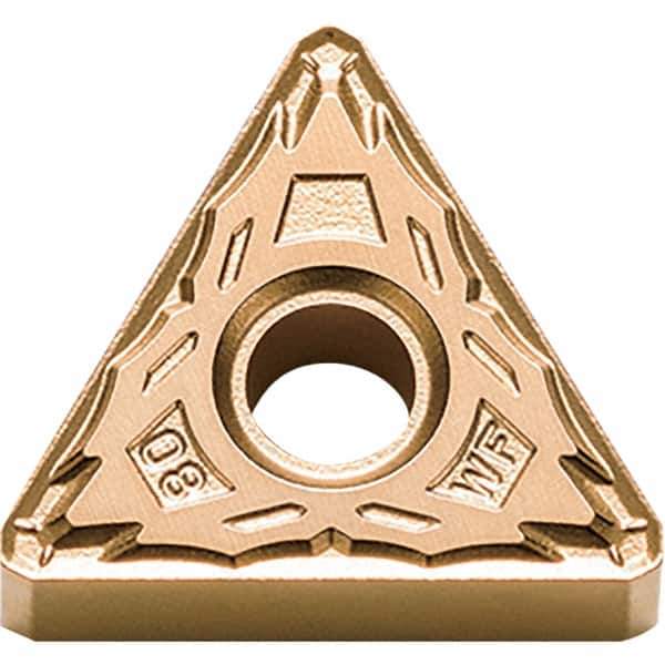 Kyocera - TNMX331 WF Grade CA025P Carbide Turning Insert - TiCN/Al2O3/TiN Finish, 60° Triangle, 3/8" Inscr Circle, 3/16" Thick, 1/64" Corner Radius - Eagle Tool & Supply