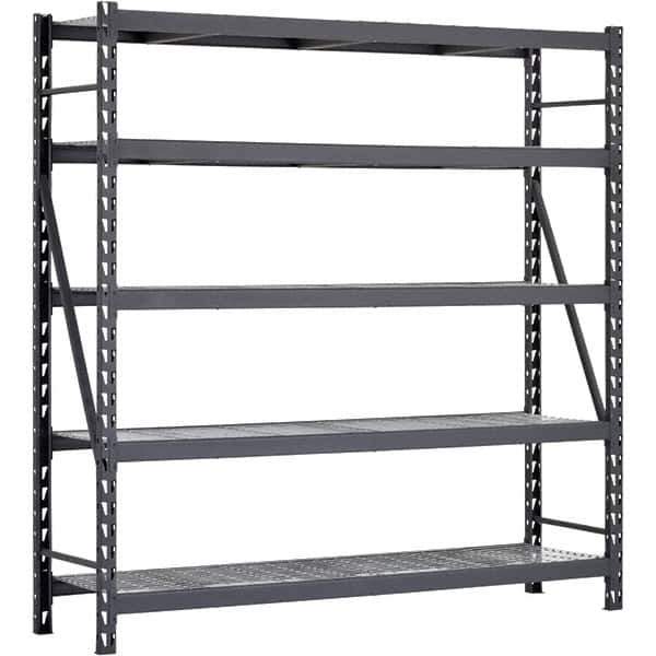 Edsal - 5 Shelf Starter Unit Wire Deck Open Steel Shelving - 7,500 Lb Capacity, 90" Wide x 90" High x 24" Deep, Black - Eagle Tool & Supply