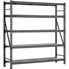 Edsal - 5 Shelf Starter Unit Wire Deck Open Steel Shelving - 7,500 Lb Capacity, 90" Wide x 90" High x 24" Deep, Black - Eagle Tool & Supply