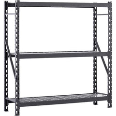 Edsal - 3 Shelf Starter Unit Wire Deck Open Steel Shelving - 4,500 Lb Capacity, 77" Wide x 72" High x 24" Deep, Black - Eagle Tool & Supply
