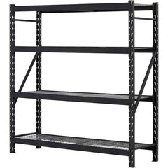 Edsal - 4 Shelf Starter Unit Wire Deck Open Steel Shelving - 6,000 Lb Capacity, 77" Wide x 78" High x 24" Deep, Black - Eagle Tool & Supply