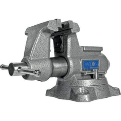 Wilton - 4-1/2" Jaw Width, 4" Opening Capacity, 3-1/2" Throat Depth, Iron Swivel Bench Vise - Double Lockdown Base Attachment, Anvil, 15-13/32" Long x 9-13/32" Wide x 8" High - Eagle Tool & Supply