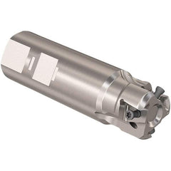 Seco - 32mm Cut Diam, 12mm Max Depth of Cut, 32mm Shank Diam, 110mm OAL, Indexable Square Shoulder Slot Milling End Mill - LOEX12 Inserts, Weldon Shank, 90° Lead Angle, Through Coolant, Series 217.94-12 - Eagle Tool & Supply