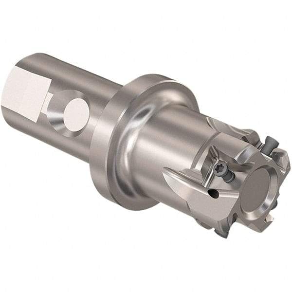 Seco - 40mm Cut Diam, 12mm Max Depth of Cut, 32mm Shank Diam, 120mm OAL, Indexable Square Shoulder Slot Milling End Mill - LOEX12 Inserts, Weldon Shank, 90° Lead Angle, Through Coolant, Series 217.94-12 - Eagle Tool & Supply