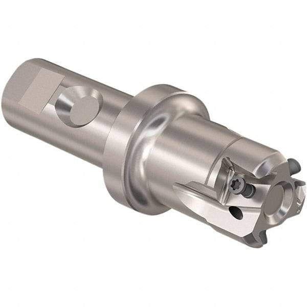 Seco - 32mm Cut Diam, 12mm Max Depth of Cut, 25mm Shank Diam, 110mm OAL, Indexable Square Shoulder Slot Milling End Mill - LOEX12 Inserts, Weldon Shank, 90° Lead Angle, Through Coolant, Series 217.94-12 - Eagle Tool & Supply