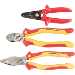 Wiha - Plier Sets Set Type: Cutting Pliers; Insulated Pliers; Wire Stripper Number of Pieces: 3 - Eagle Tool & Supply