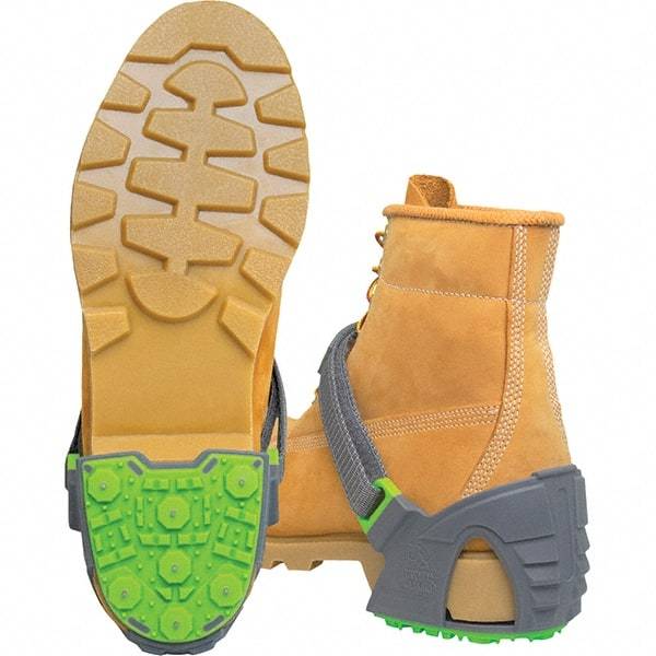 Winter Walking - Size 4-7, (Women's Size 6-8) Strap-On Cleat - Tungsten Carbide Stud Traction, Green & Gray - Eagle Tool & Supply