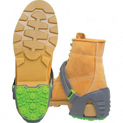 Winter Walking - Size 12.5-16, Strap-On Cleat - Tungsten Carbide Stud Traction, Green & Gray - Eagle Tool & Supply