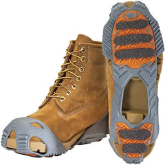 Winter Walking - Size 5-6.5, (Women's Size 7-8.5) Overshoe Cleat - Grit Traction, Orange & Gray - Eagle Tool & Supply