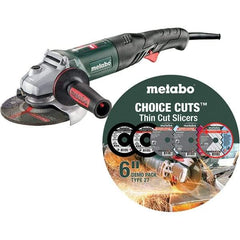 Metabo - 6" Wheel Diam, 9,600 RPM, Corded Angle & Disc Grinder - 5/8-11 Spindle, 120 Volts, 13.2 Amps - Eagle Tool & Supply