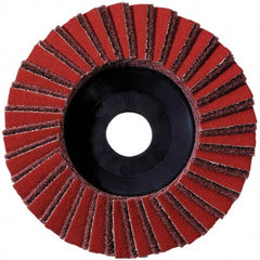 Metabo - 60 Grit, 5" Disc Diam, 7/8" Center Hole, Type 29 Aluminum Oxide Flap Disc - 12,225 Max RPM, Fiberglass Backing, Arbor Attaching System, Coated & Non-Woven Combo - Eagle Tool & Supply