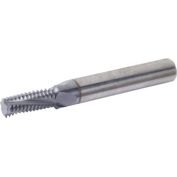 Vargus - 10-28 UN, 0.121" Cutting Diam, 3 Flute, Solid Carbide Helical Flute Thread Mill - Internal Thread, 0.322" LOC, 2" OAL, 1/8" Shank Diam - Exact Industrial Supply