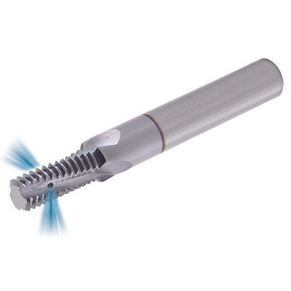 Vargus - M12x1.50 ISO, 9.9mm Cutting Diam, 4 Flute, Solid Carbide Helical Flute Thread Mill - Internal Thread, 24.8mm LOC, 73mm OAL, 10mm Shank Diam - Eagle Tool & Supply