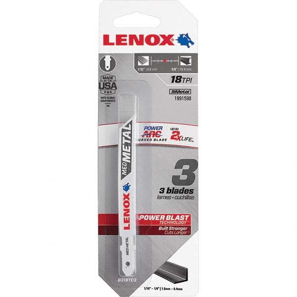 Lenox - Jig Saw Blades Blade Material: Bi-Metal Blade Length (Inch): 3-5/8 - Eagle Tool & Supply