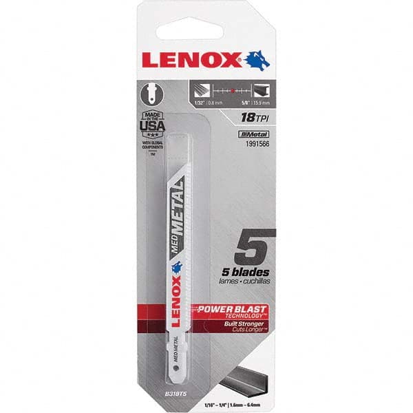 Lenox - Jig Saw Blades Blade Material: Bi-Metal Blade Length (Inch): 3-5/8 - Eagle Tool & Supply