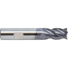 M.A. Ford - 1/2", 4 Flute, Single End, Solid Carbide, 0.09" Corner Radius End Mill - 3" OAL, 35, 38° Helix, Right Hand Flute, 1" LOC, Right Hand Cut - Eagle Tool & Supply