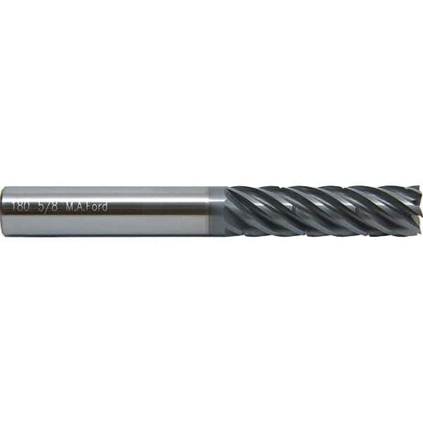 M.A. Ford - 1", 7 Flute, Single End, Solid Carbide, 0.03" Corner Radius End Mill - 5" OAL, 38° Helix, Right Hand Flute, 2-1/4" LOC, Right Hand Cut - Eagle Tool & Supply