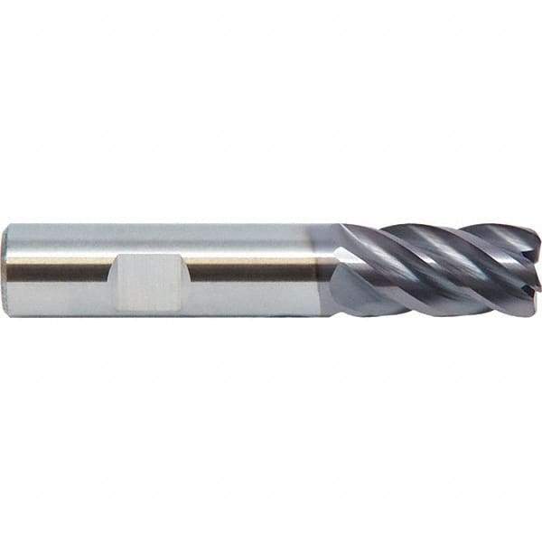 M.A. Ford - 9/16", 1-1/8" LOC, 9/16" Shank Diam, 3-1/2" OAL, 5 Flute, Solid Carbide Square End Mill - Single End, ALtima Finish, Spiral Flute, 38° Helix, Centercutting, Right Hand Cut, Right Hand Flute - Eagle Tool & Supply