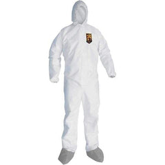 KleenGuard - Size XL Microporous Film Laminate General Purpose Coveralls - White, Zipper Closure, Elastic Cuffs, with Boots, Serged Seams - Eagle Tool & Supply
