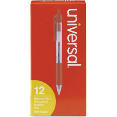 UNIVERSAL - Pens & Pencils Type: Comfort Grip Retractable Pen Color: Red - Eagle Tool & Supply