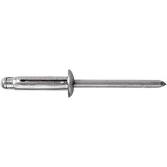 STANLEY Engineered Fastening - Size 6 Dome Head Aluminum Open End Blind Rivet - Aluminum Mandrel, 0.157" to 0.472" Grip, 3/16" Head Diam, 0.197" to 0.207" Hole Diam, - Eagle Tool & Supply