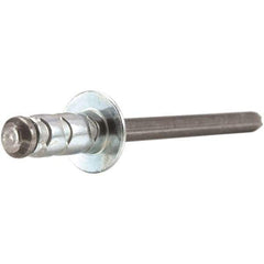 STANLEY Engineered Fastening - Size 4 Dome Head Aluminum Open End Blind Rivet - Aluminum Mandrel, 0.157" to 0.312" Grip, 1/8" Head Diam, 0.129" to 0.142" Hole Diam, 0.078" Body Diam - Eagle Tool & Supply