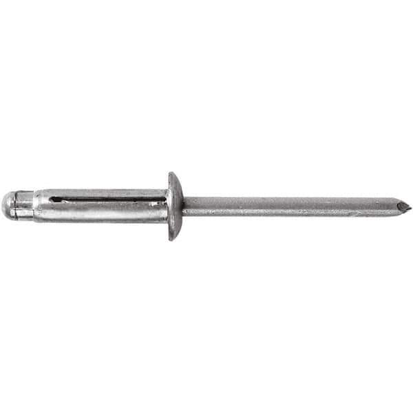 STANLEY Engineered Fastening - Size 6 Dome Head Aluminum Open End Blind Rivet - Aluminum Mandrel, 0.04" to 0.354" Grip, 3/16" Head Diam, 0.197" to 0.207" Hole Diam, - Eagle Tool & Supply