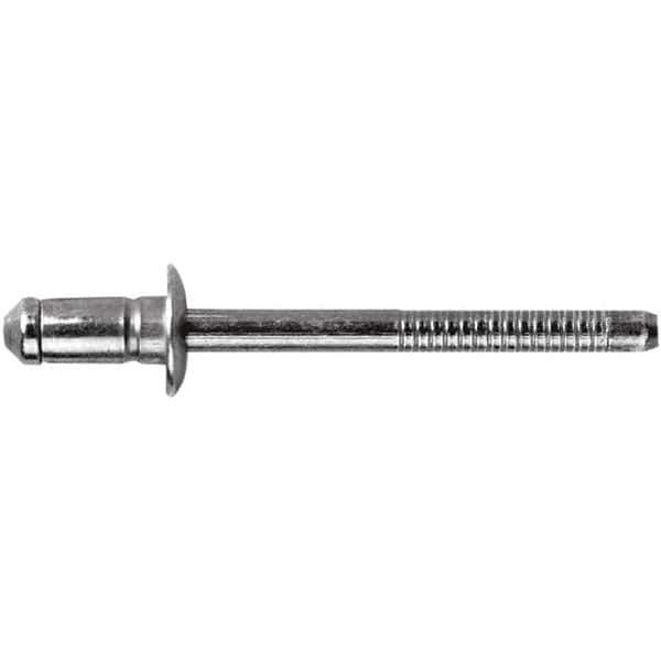 STANLEY Engineered Fastening - Size 6 Dome Head Steel Open End Blind Rivet - Steel Mandrel, 0.1378" to 0.2362" Grip, 3/16" Head Diam, 0.1929" to 0.2008" Hole Diam, 3.2" Body Diam - Eagle Tool & Supply