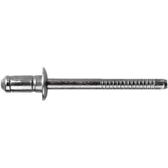 STANLEY Engineered Fastening - Size 6 Dome Head Steel Open End Blind Rivet - Steel Mandrel, 0.1378" to 0.2362" Grip, 3/16" Head Diam, 0.1929" to 0.2008" Hole Diam, 3.2" Body Diam - Eagle Tool & Supply