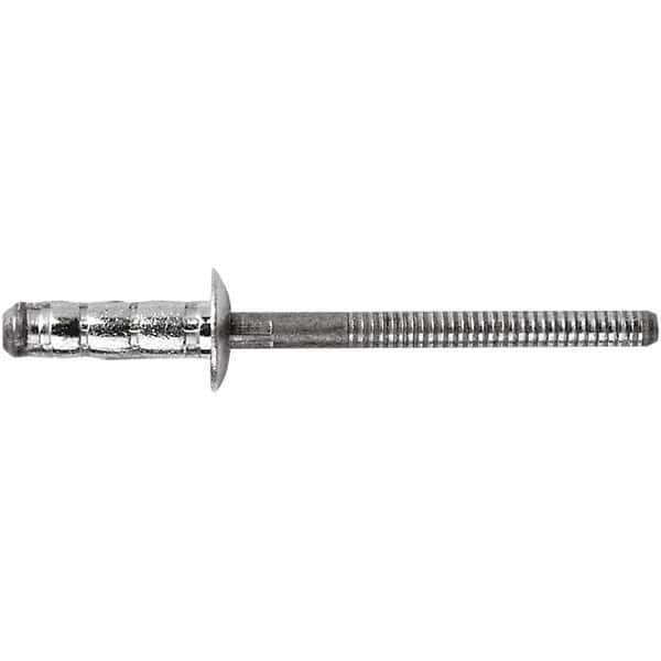 STANLEY Engineered Fastening - Size 6 Dome Head Steel Multi Grip Blind Rivet - Steel Mandrel, 1/4" to 1/2" Grip, 3/16" Head Diam, 0.1921" to 0.1961" Hole Diam, 3" Body Diam - Eagle Tool & Supply