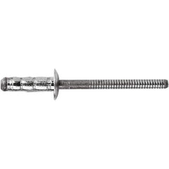 STANLEY Engineered Fastening - Size 6 Dome Head Steel Multi Grip Blind Rivet - Steel Mandrel, 1/4" to 1/2" Grip, 3/16" Head Diam, 0.1921" to 0.1961" Hole Diam, 3" Body Diam - Eagle Tool & Supply